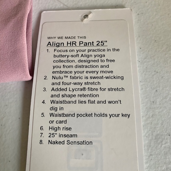 Lululemon Align HR Pant 25” Pink Taupe Size 10 NWT - Picture 4 of 4